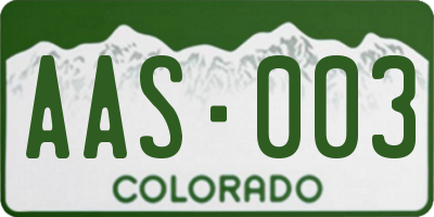 CO license plate AAS003