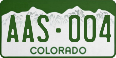 CO license plate AAS004