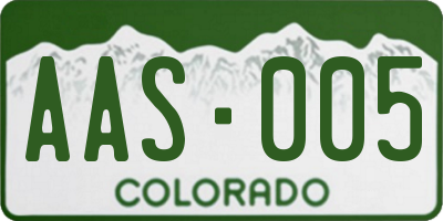 CO license plate AAS005