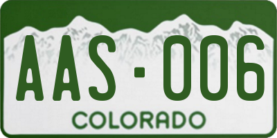 CO license plate AAS006