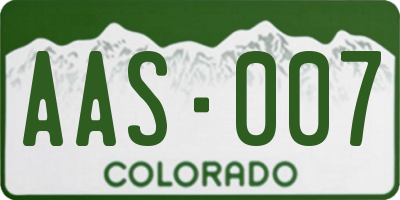CO license plate AAS007