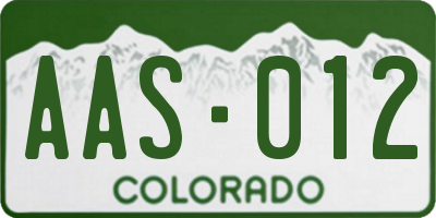 CO license plate AAS012