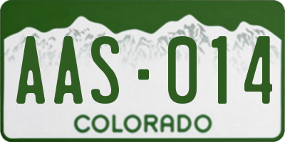CO license plate AAS014