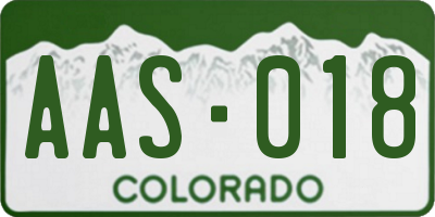 CO license plate AAS018