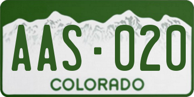 CO license plate AAS020