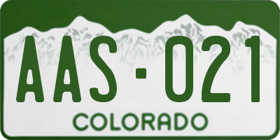 CO license plate AAS021