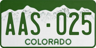 CO license plate AAS025