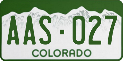 CO license plate AAS027