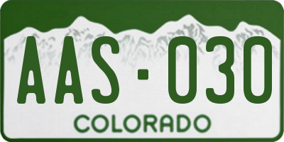 CO license plate AAS030
