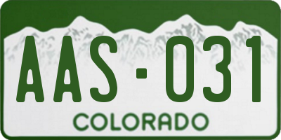 CO license plate AAS031