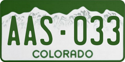 CO license plate AAS033