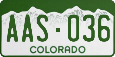 CO license plate AAS036