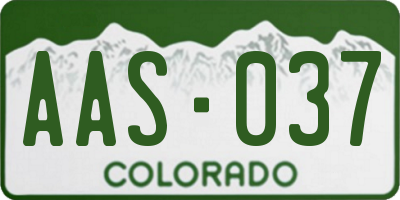 CO license plate AAS037