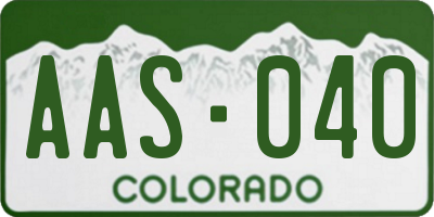CO license plate AAS040