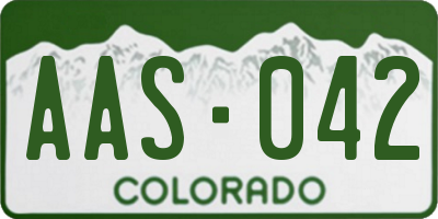 CO license plate AAS042
