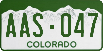 CO license plate AAS047