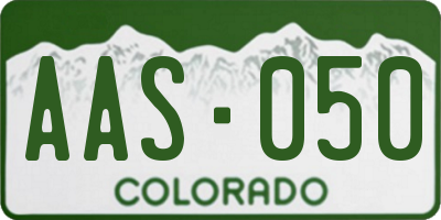 CO license plate AAS050
