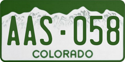 CO license plate AAS058
