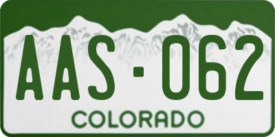 CO license plate AAS062