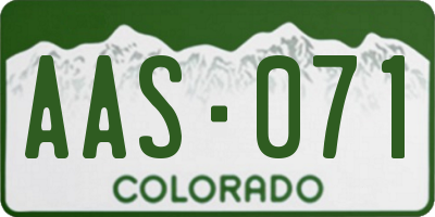 CO license plate AAS071