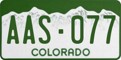 CO license plate AAS077