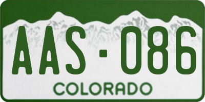 CO license plate AAS086