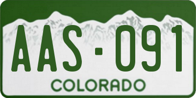 CO license plate AAS091