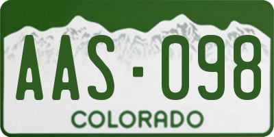 CO license plate AAS098