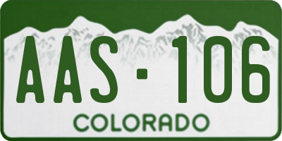 CO license plate AAS106