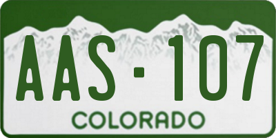 CO license plate AAS107