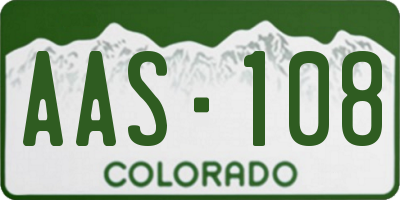 CO license plate AAS108