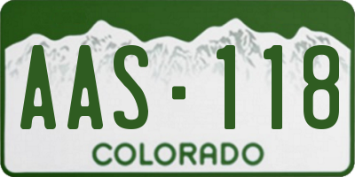 CO license plate AAS118
