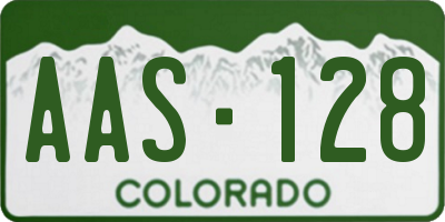 CO license plate AAS128