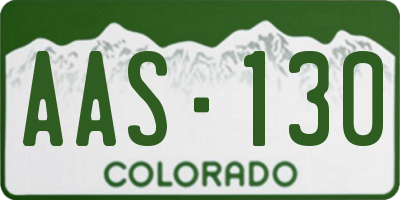 CO license plate AAS130