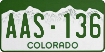 CO license plate AAS136