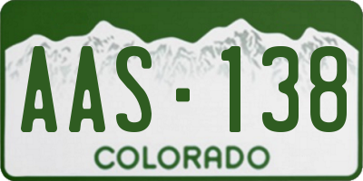 CO license plate AAS138