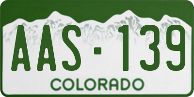 CO license plate AAS139