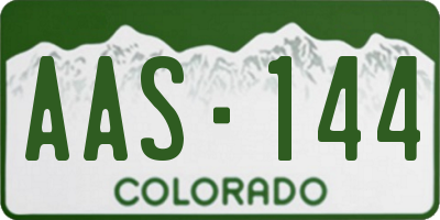 CO license plate AAS144