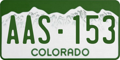 CO license plate AAS153