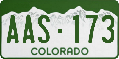 CO license plate AAS173