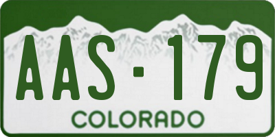 CO license plate AAS179