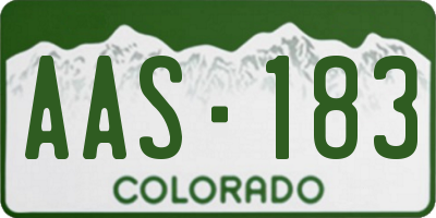 CO license plate AAS183