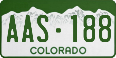 CO license plate AAS188