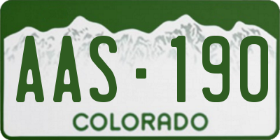 CO license plate AAS190