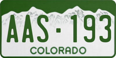 CO license plate AAS193