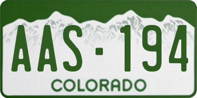 CO license plate AAS194