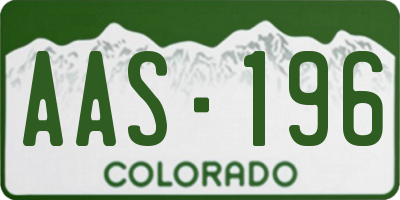 CO license plate AAS196