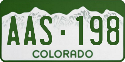 CO license plate AAS198