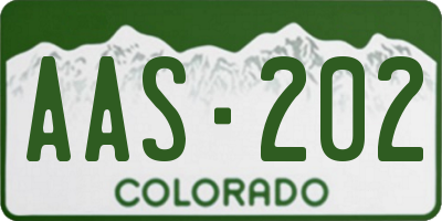 CO license plate AAS202