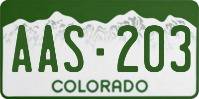 CO license plate AAS203